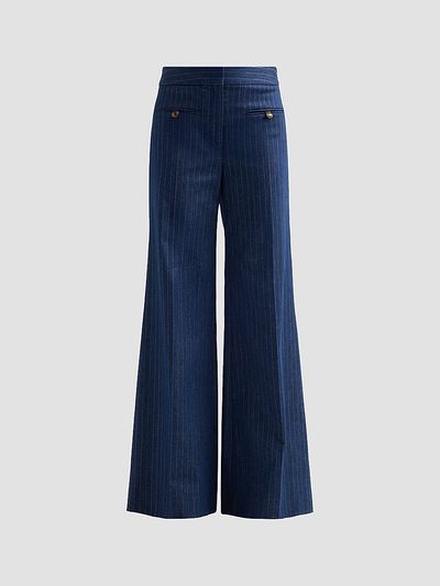 Veronica Beard Women's Ledger Striped Cotton-Blend High-Rise Flared Pants