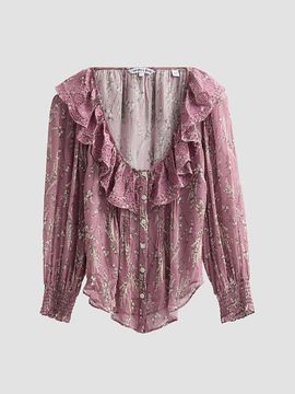 Veronica Beard Women's Maxime Print Ruffled Blouse