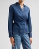 Veronica Beard Women's Perezzi Denim Wrap Shirt - 4