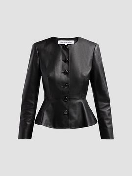 Veronica Beard Women's Quinn Leather Peplum Jacket