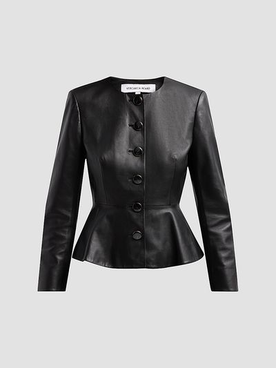 Veronica Beard Women's Quinn Leather Peplum Jacket