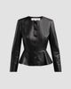 Veronica Beard Women's Quinn Leather Peplum Jacket - 6