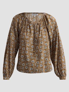 Veronica Beard Women's Rhosen Floral Silk-Blend Tieneck Blouse
