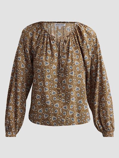 Veronica Beard Women's Rhosen Floral Silk-Blend Tieneck Blouse