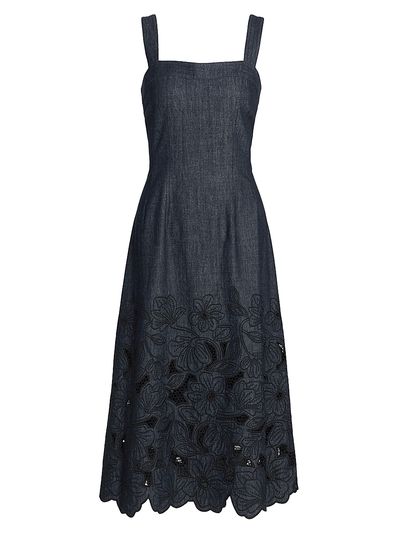 Veronica Beard Women's Rosaura Floral Laser-Cut Midi-Dress