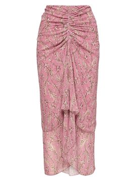 Veronica Beard Women's Sira Floral Ruched Midi Skirt