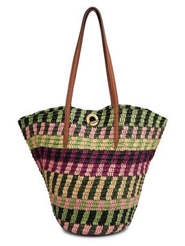 Veronica Beard Women's Striped Raffia Tote Bag