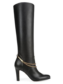 Veronica Beard Women's Tarian Leather Chain Pull-On Tall Boots