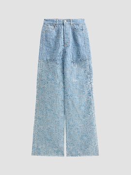 Veronica Beard Women's Taylor Burnout Floral Wide-Leg Jeans