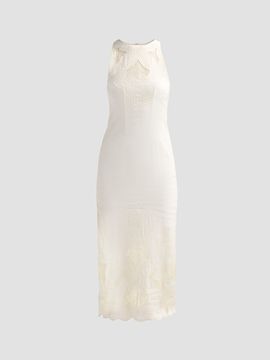 Veronica Beard Women's Upten Embroidered Linen-Blend Midi Dress