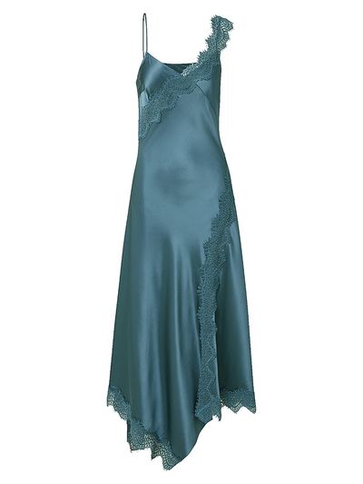 Veronica Beard Women's Vernon Asymmetric Lace-Trim Midi-Slipdress