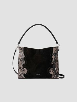 Veronica Beard Women's Vida Snakeskin-Embossed Suede Shoulder Bag
