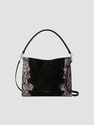 Veronica Beard Women's Vida Snakeskin-Embossed Suede Shoulder Bag