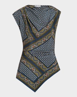 Veronica Beard Yvonne Paisley Silk-Blend Asymmetric Top