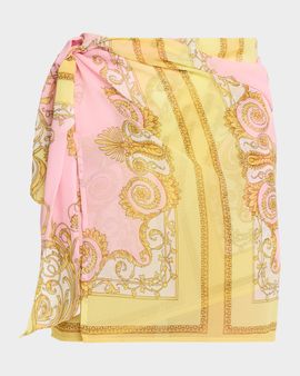 Versace Barocco-Print Pareo Skirt
