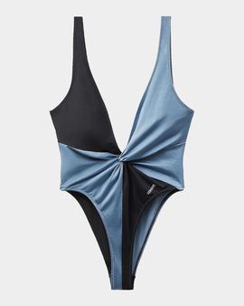Versace Colorblocked Twist One-Piece Swimsuit