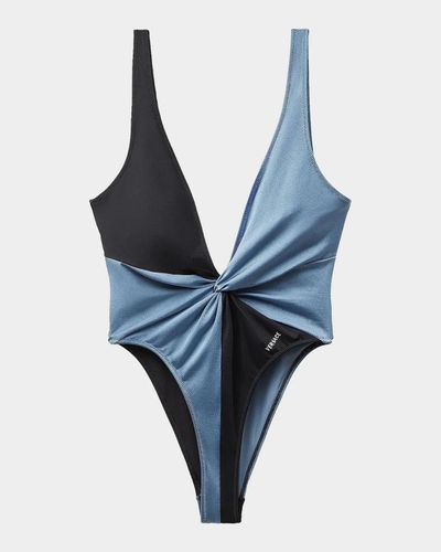 Versace Colorblocked Twist One-Piece Swimsuit