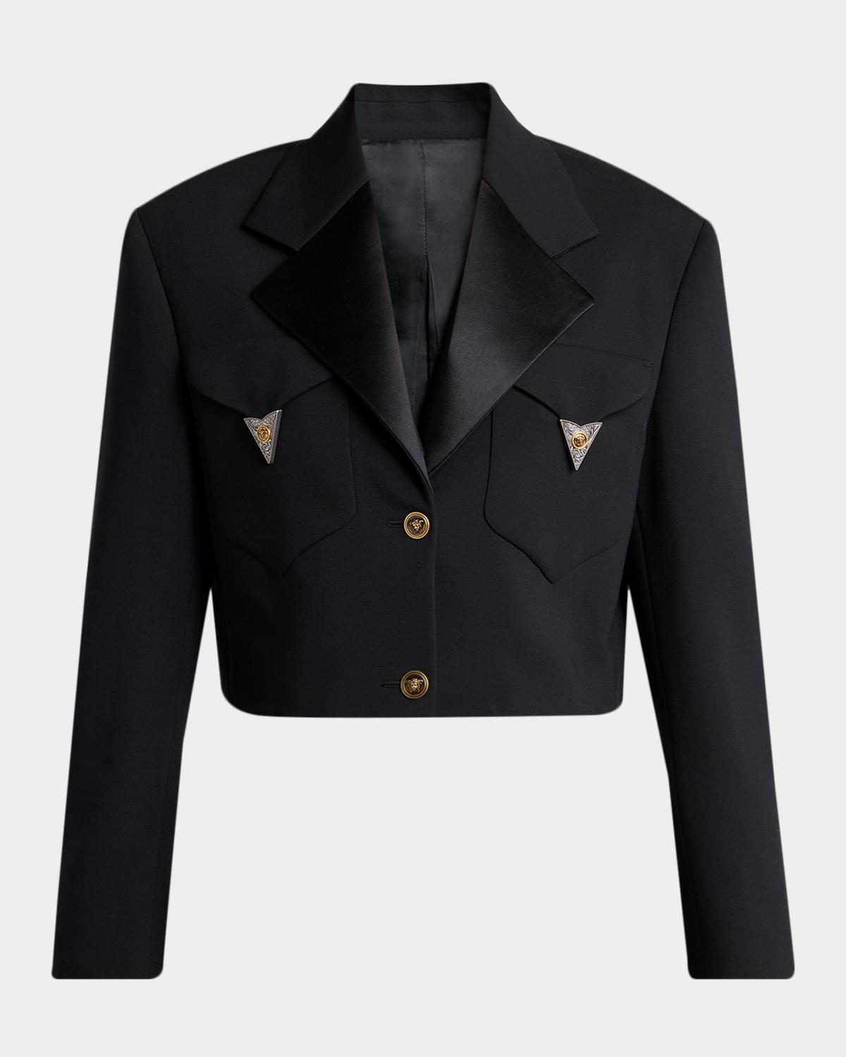 Versace Cropped Informal Wool Jacket