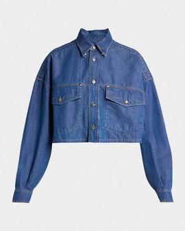Versace Cropped Long-Sleeve Denim Shirt