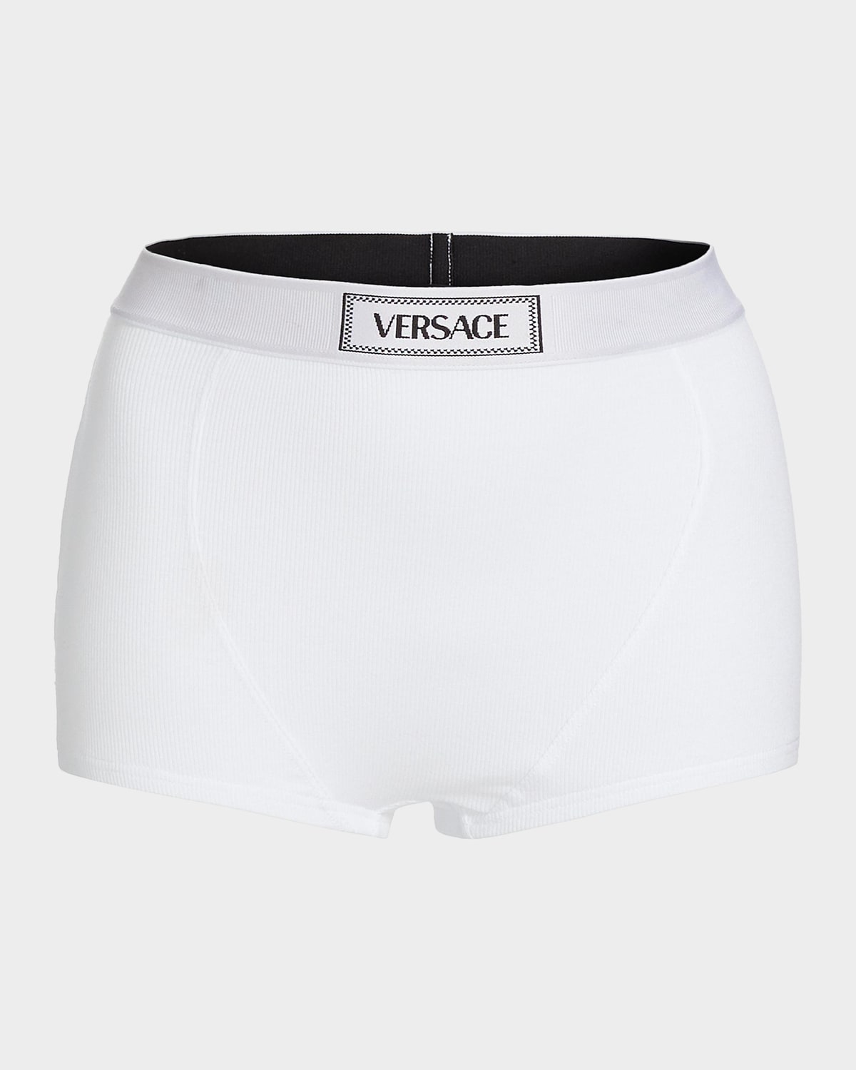 Versace Culotte Logo Rib-Knit Boyshorts