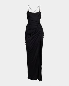 Versace Draped Open-Back Gown