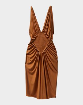 Versace Draped Silk-Satin Midi Dress