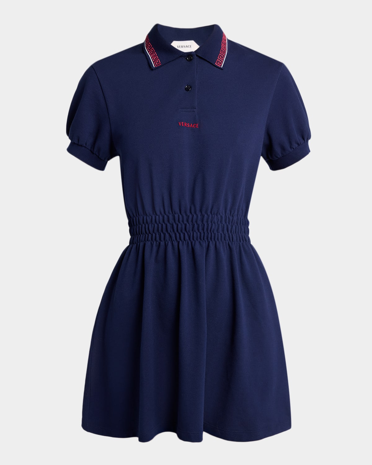 Versace Embroidered Knit Mini Polo Dress