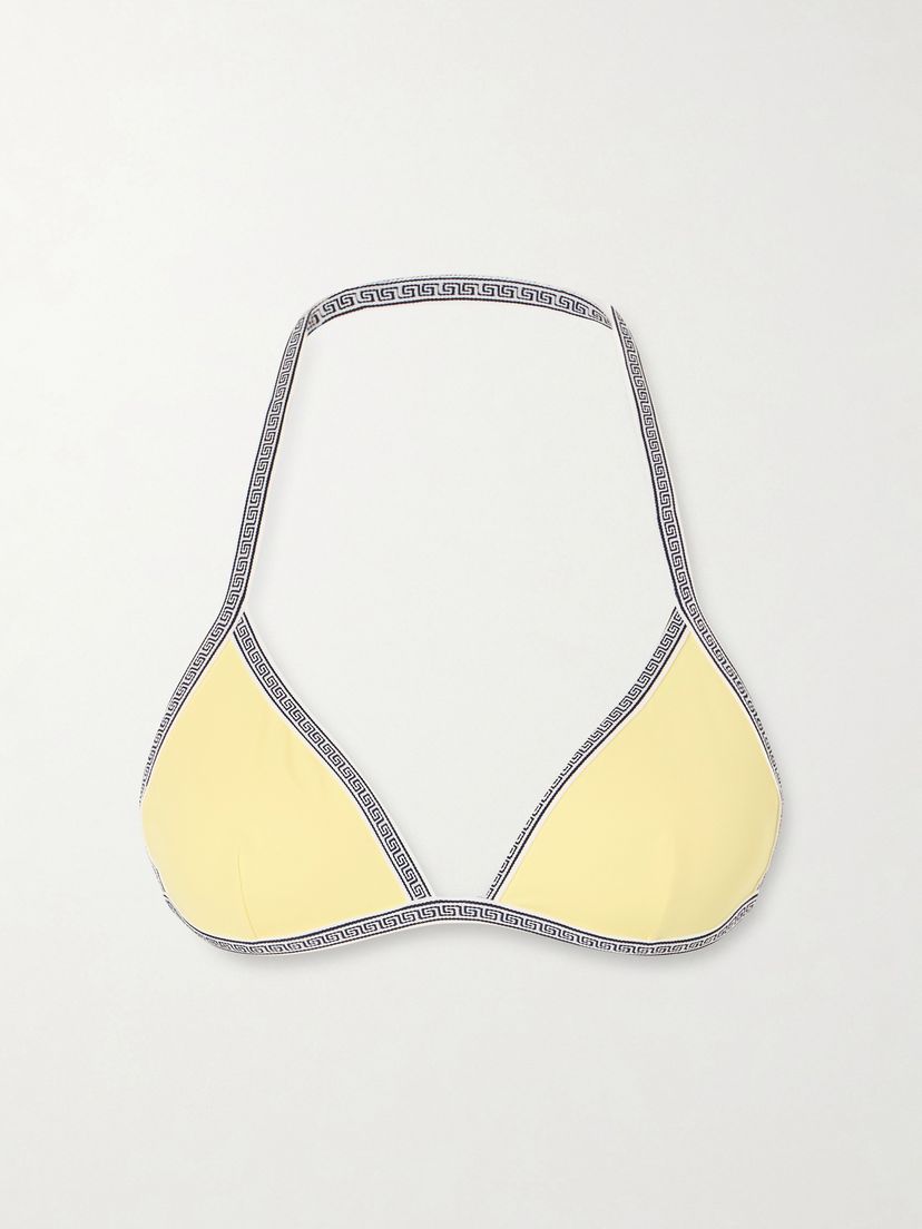 VERSACE Greca-printed triangle bikini top