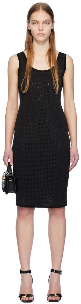 Versace Jeans Couture Versace Jeans Couture Black Crystal-Cut Midi Dress
