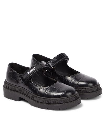 Versace Kids Versace Kids Croc-effect leather Mary Jane flats