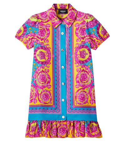 Versace Kids Versace Kids Electric Barocco silk twill shirt dress
