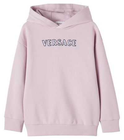 Versace Kids Versace Kids Logo embroidered cotton jersey hoodie