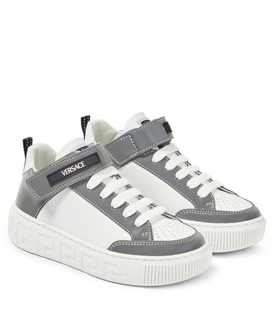 Versace Kids Versace Kids Logo leather high-top sneakers