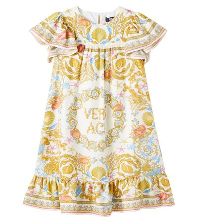 Versace Kids Versace Kids Underwater Barocco ruffled silk dress