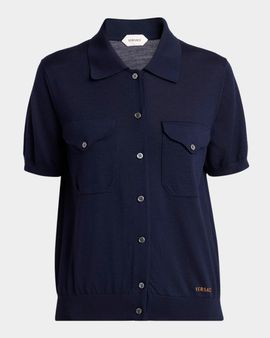Versace Knit Button-Front Shirt