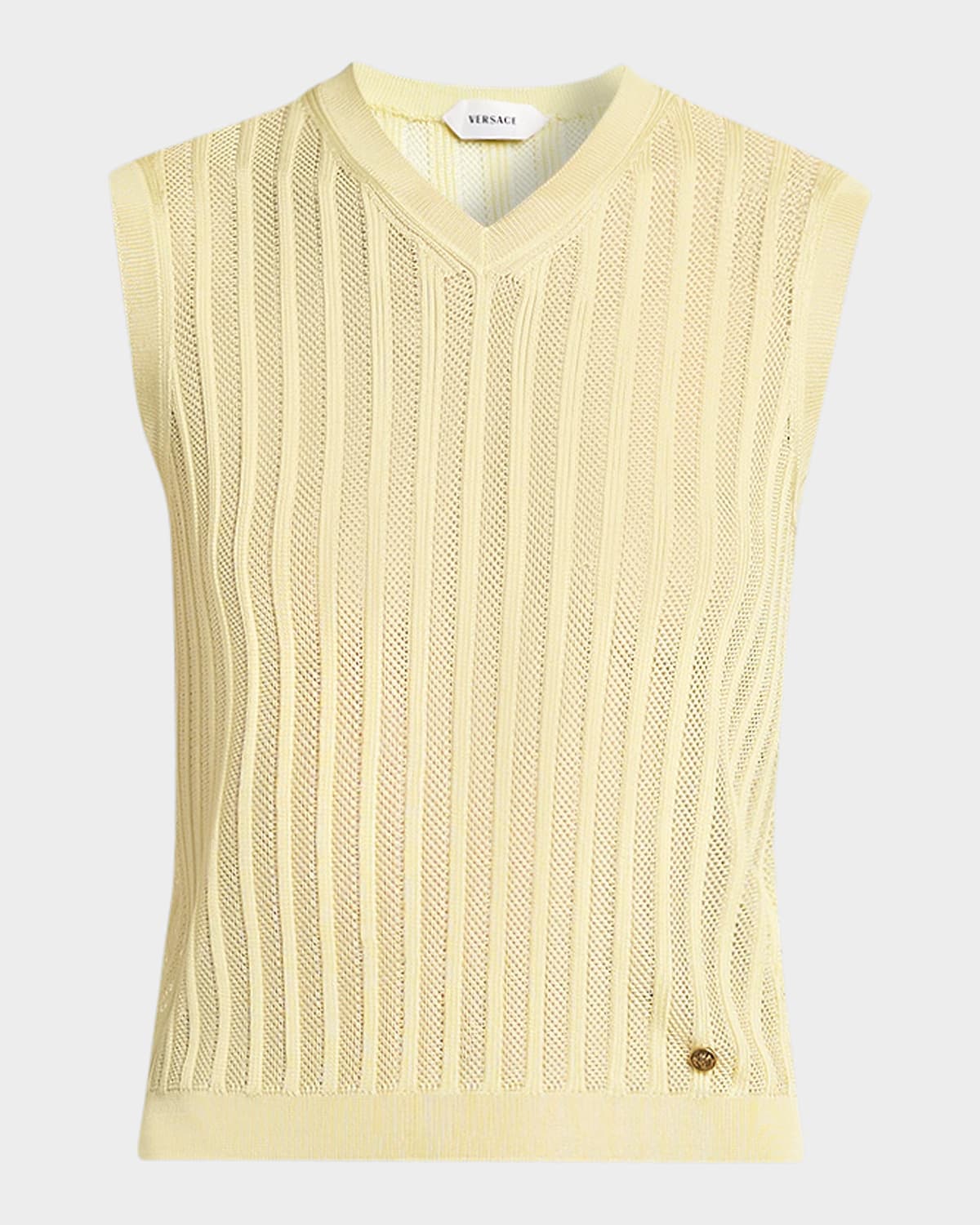 Versace La Vacanza Mesh Rib-Knit Sweater Vest