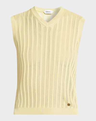 Versace La Vacanza Mesh Rib-Knit Sweater Vest