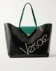 VERSACE Logo-appliquéd leather-trimmed coated-canvas tote - 1
