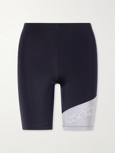 VERSACE Logo-embroidered stretch-jersey shorts
