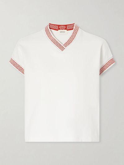 VERSACE Logo-jacquard cotton-blend jersey T-shirt