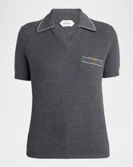 Versace Medusa Knit Cotton Polo