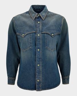 Versace Men & apos;s Denim Snap-Front Western Shirt