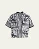 Versace Men's Silk Abstract La Greca-Trim Camp Shirt - 1