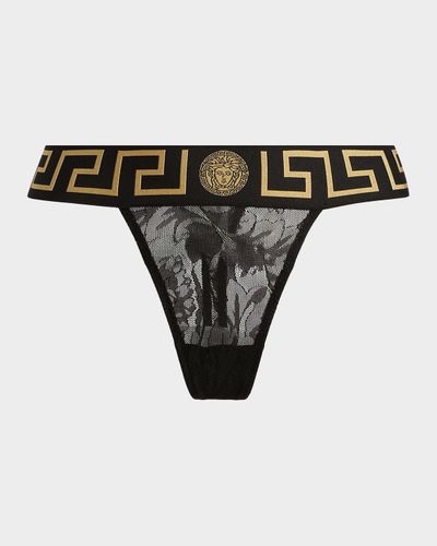 Versace Perizoma Greca Jacquard Thong