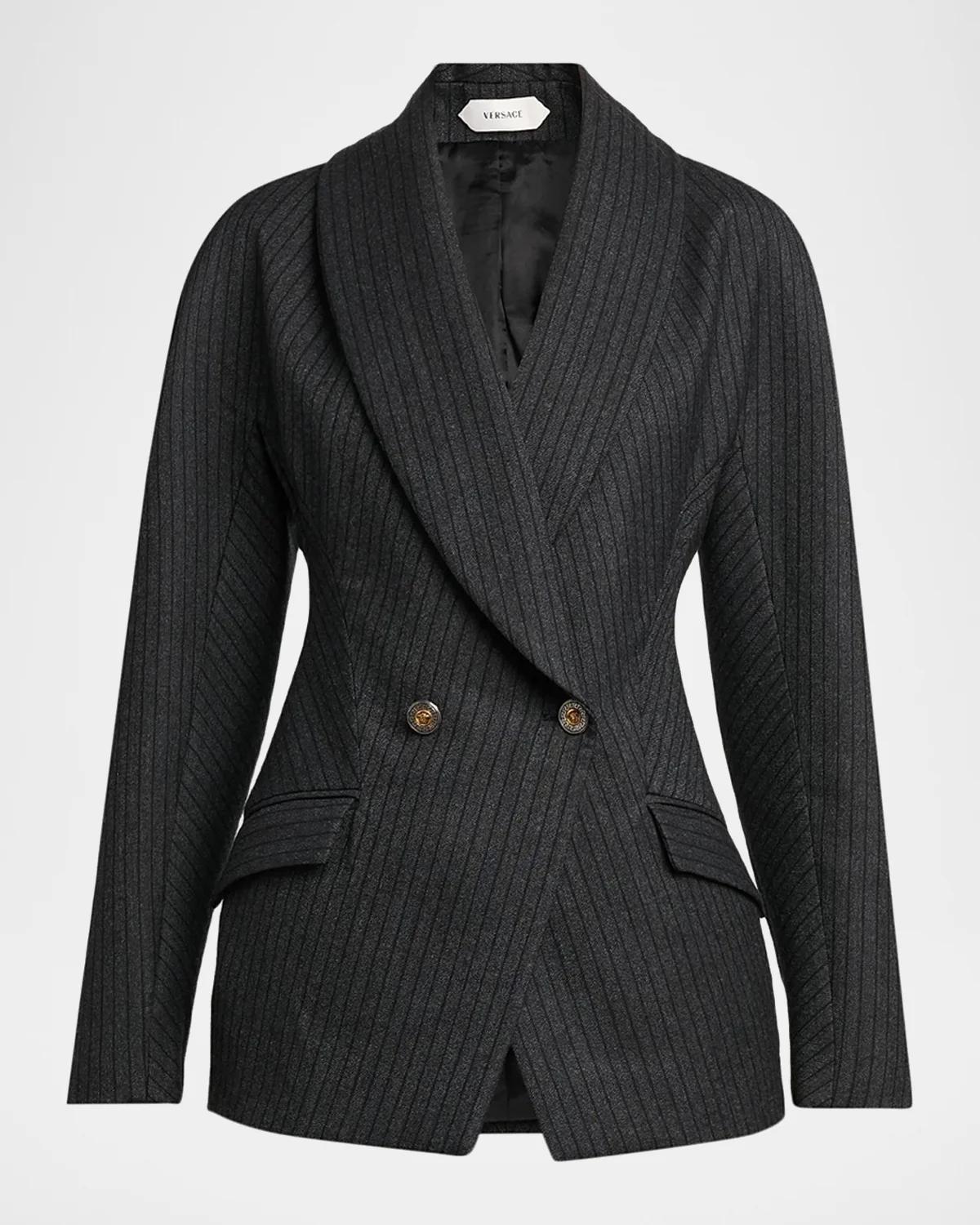 Versace Pinstripe Wool Twill Blazer
