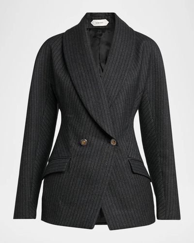 Versace Pinstripe Wool Twill Blazer