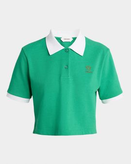 Versace Pique Polo with Medusa Embroidery