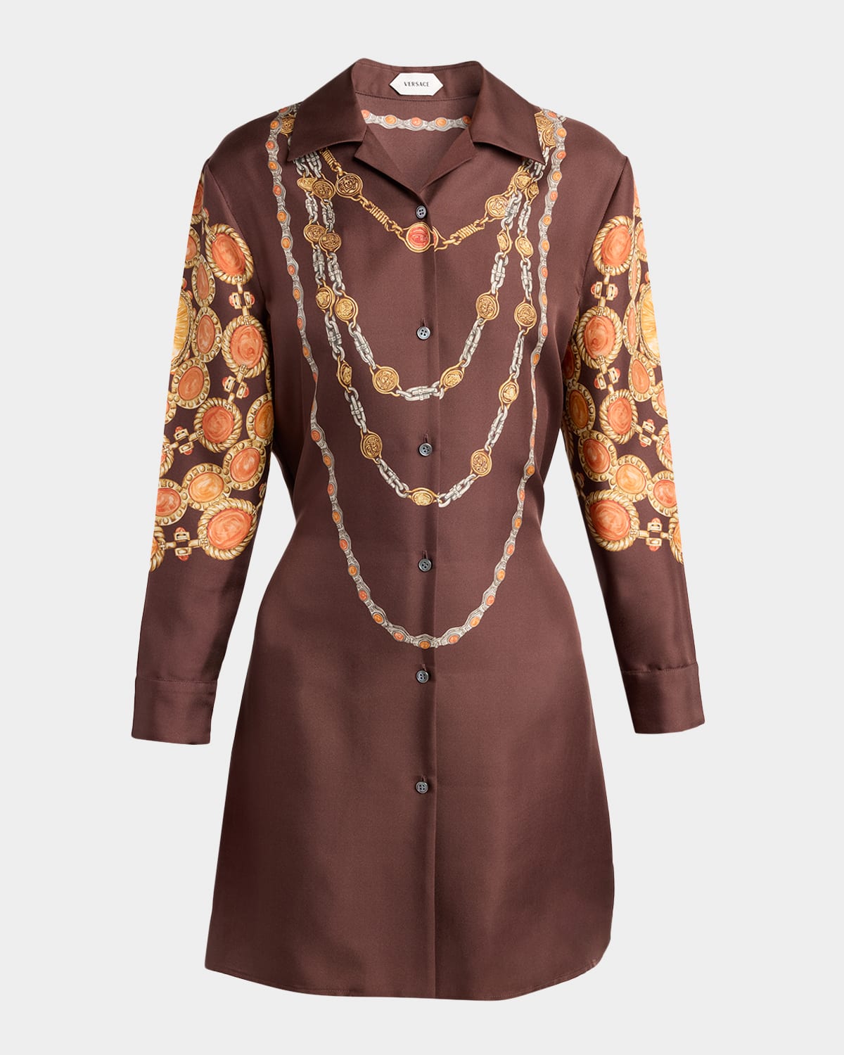 Versace Printed Silk Twill Mini Shirtdress