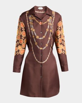 Versace Printed Silk Twill Mini Shirtdress