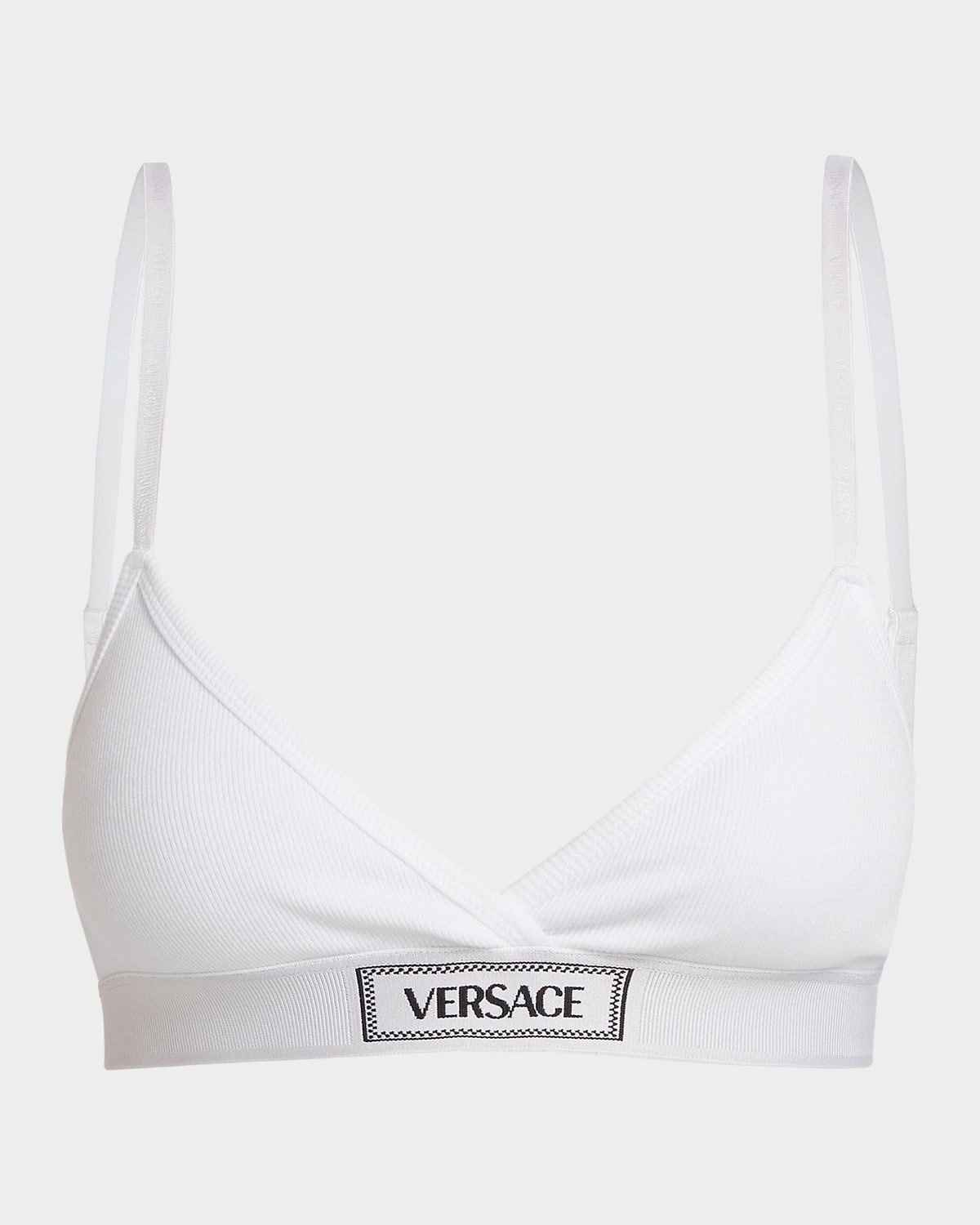 Versace Rib-Knit Logo Bralette